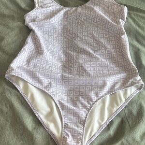 Givenchy Kids Swim One Piece in White and Gray